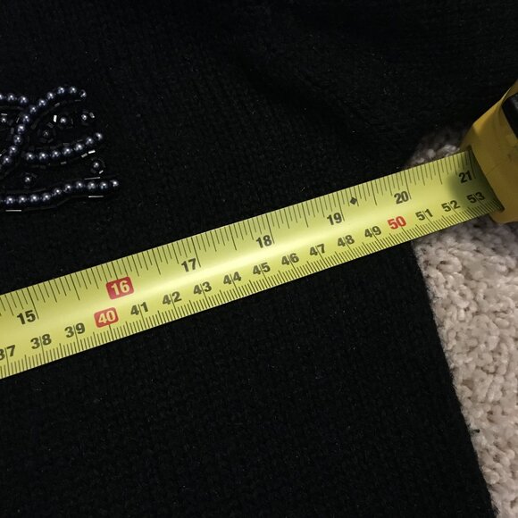 Vintage Long Black Beadwork Knit Sweater - Picture 9 of 13